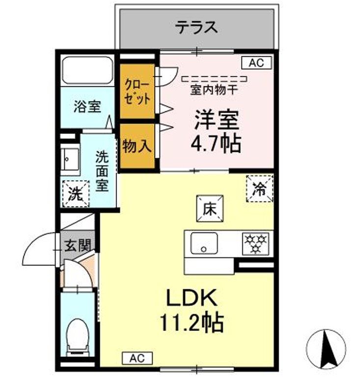 （仮）D-ROOM上篠崎 103号室 間取り