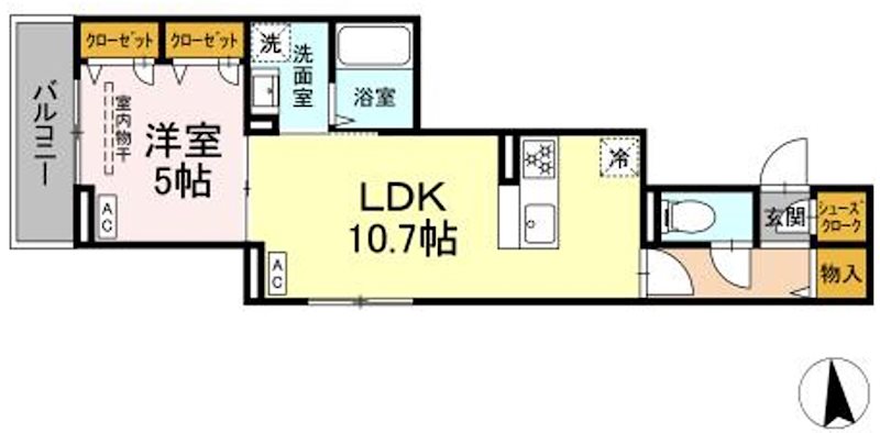 （仮）D-ROOM上篠崎 202号室 間取り