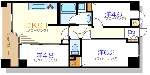 ラナイタウンルネッサンスプラザハウス 802号室 間取り