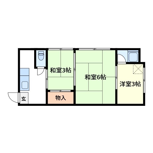 いわを荘B棟  202号室 間取り