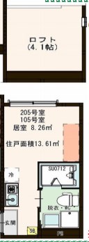 プティ一之江 105号室 間取り