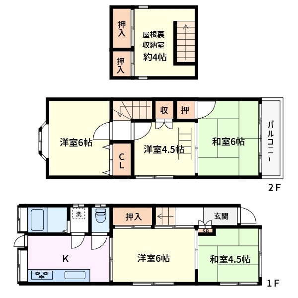 柳原2丁目戸建て賃貸 間取り