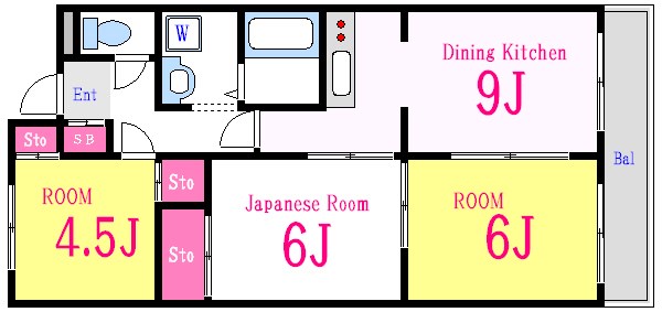 シュロス中之庭 202号室 間取り