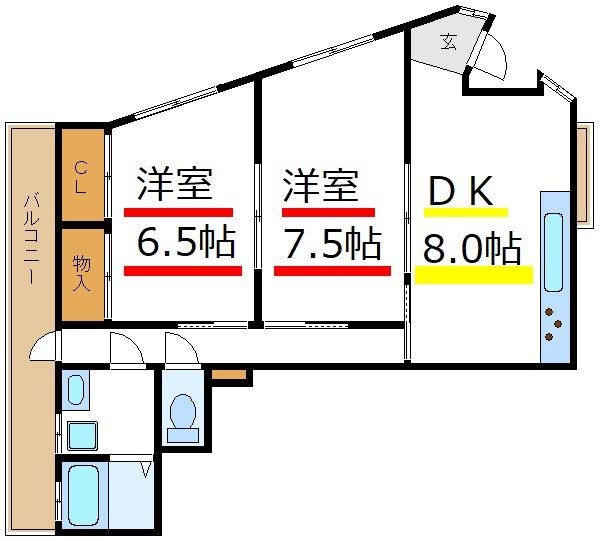 阿久津荘（2DK） 間取り図