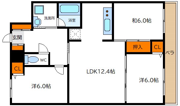 ベルメゾン南篠崎 308号室 間取り