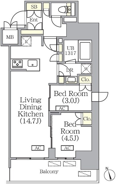 プライムガーデン銀座八丁堀 間取り図