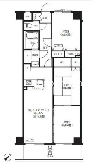 フレア浦安 307号室 間取り