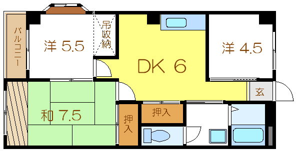 第２プラムフラワーガーデン  2Ｂ号室 間取り