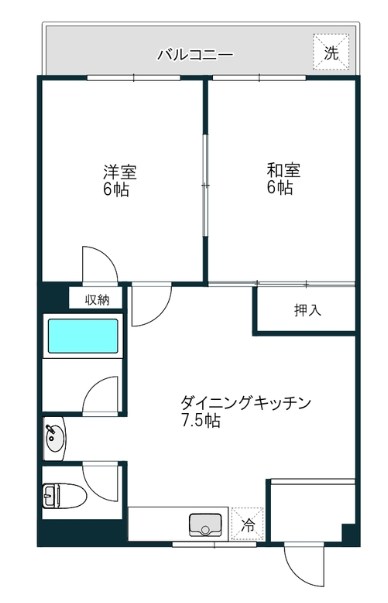 松屋コーポ 505号室 間取り