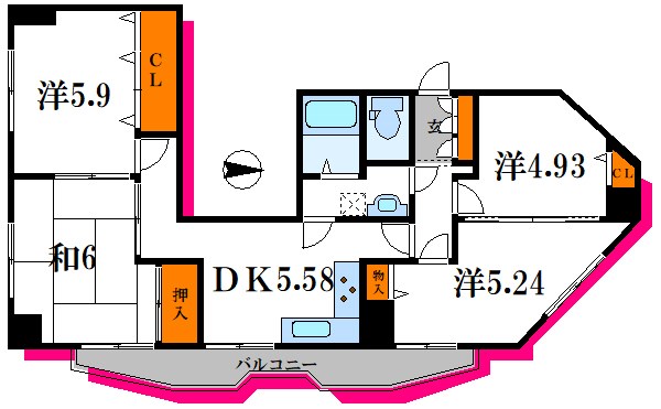 ロイヤルプリンス 305号室 間取り