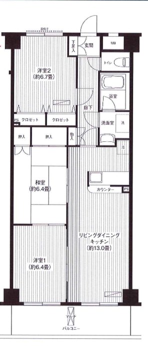 フレア浦安 203号室 間取り