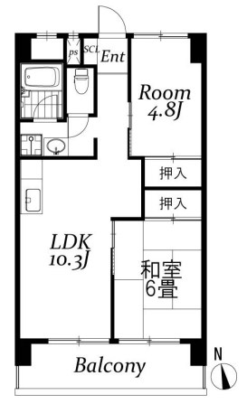 中葛西ハイツ  506号室 間取り