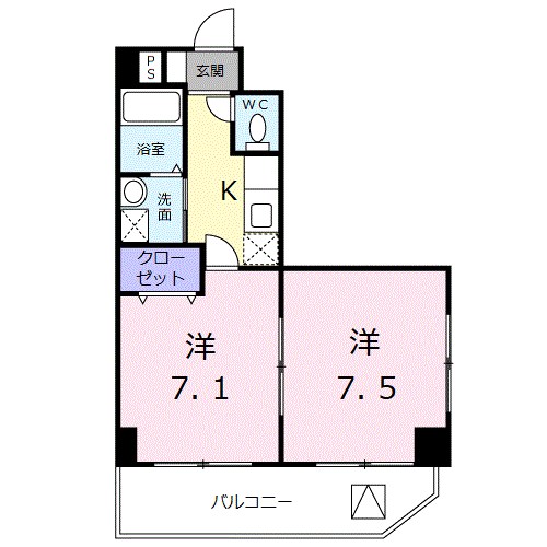 シュプリーム  402号室 間取り