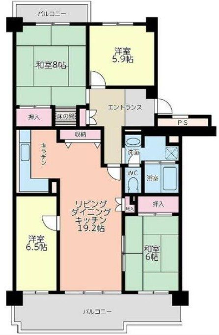 清新北ハイツ1号棟 間取り