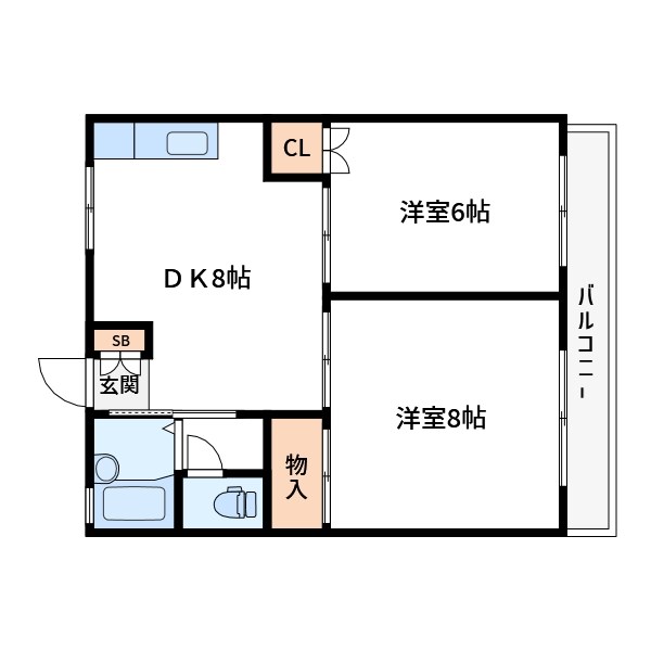 リバーハイツＡ 202号室 間取り