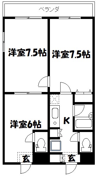 第３アサヒハイツ   間取り