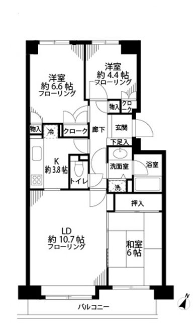 西葛西パーク・ホームズ  205号室 間取り