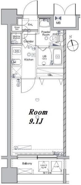 Ｏｎｅ　ＲＯＯＦ　Ｒｅｓｉｄｅｎｃｅ　Ｋｉｂａ　ＷＥＳＴ 間取り
