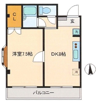 コスモパレス 101号室 間取り