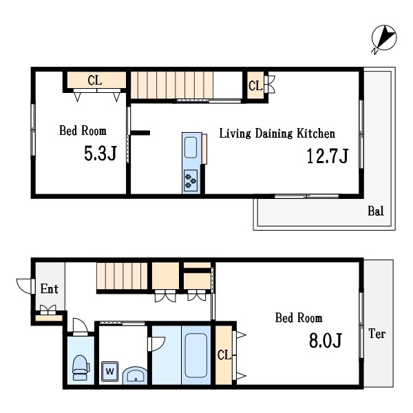 Mimosa Terrace 103号室 間取り