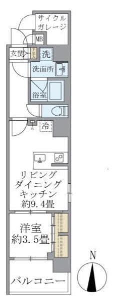 Ｄ’ｓ　ＶＡＲＩＥ三ノ輪レジデンス 間取り