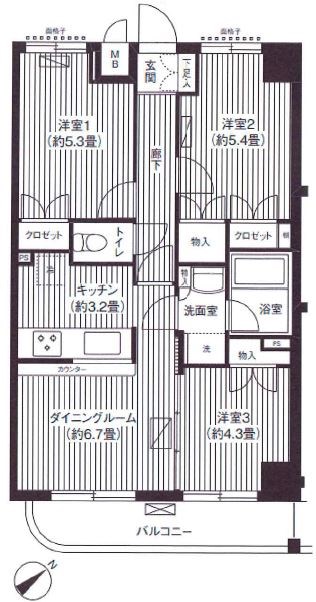 ＳＫガーデン西葛西 305号室 間取り