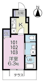 グランシャレー亀有I 101号室 間取り