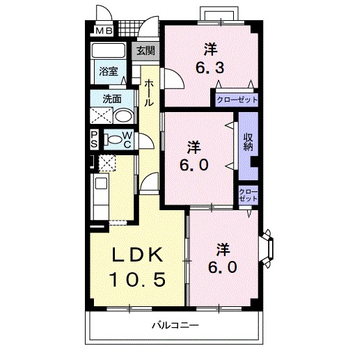 プラティーヌ　パレ　弐番館  間取り