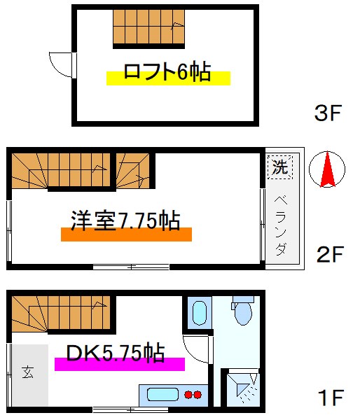 荒川1丁目貸家  間取り