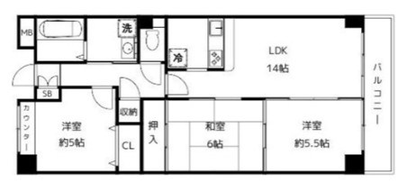 サンスカイ 602号室 間取り