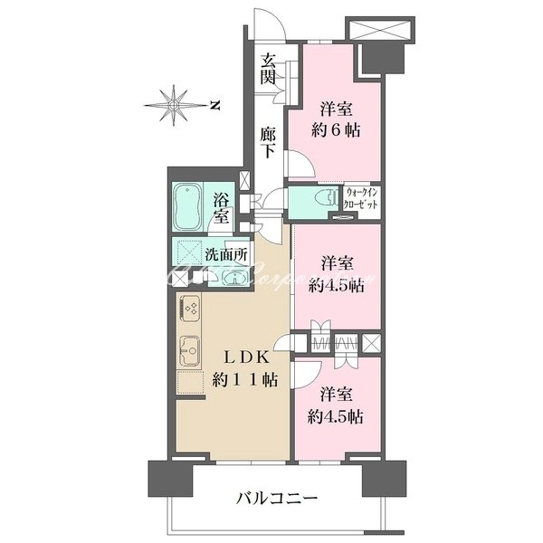 ザ・パークハウス亀戸九丁目 1305号室 間取り