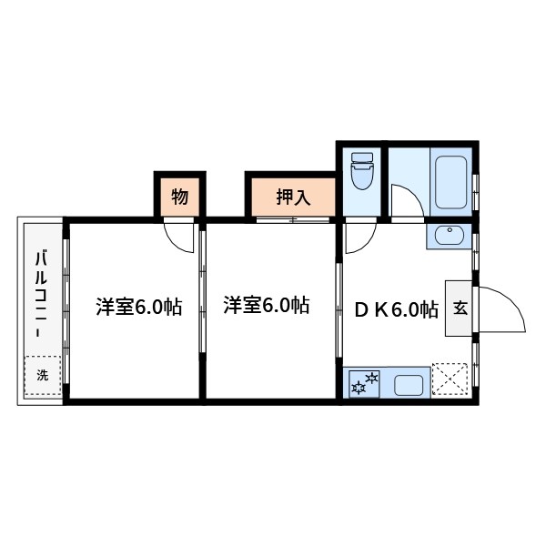 倉沢第2コーポ 202号室 間取り
