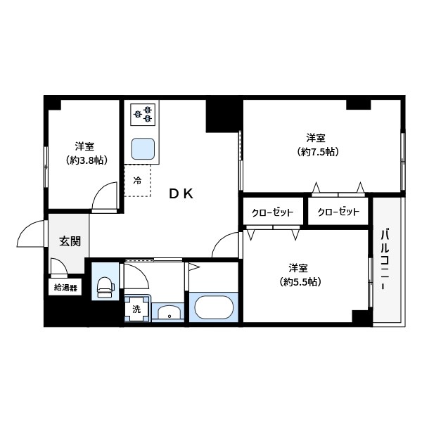 業平ハイツ 202号室 間取り
