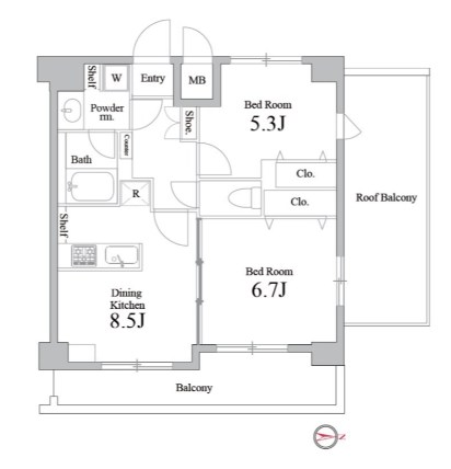 グランパーク町屋  701号室 間取り