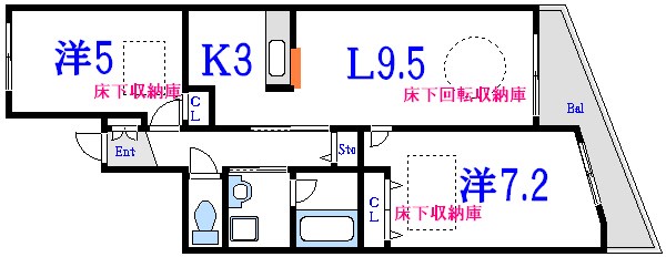 カトルセゾン 302号室 間取り