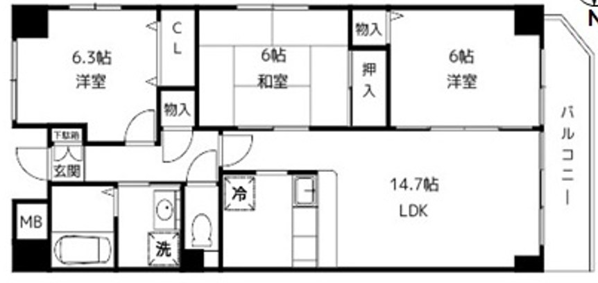 サンスカイ 506号室 間取り