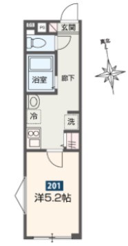 MELDIA梅島Ⅸ 201号室 間取り