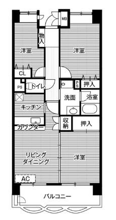 ビレッジハウス潮見タワー１号棟 間取り