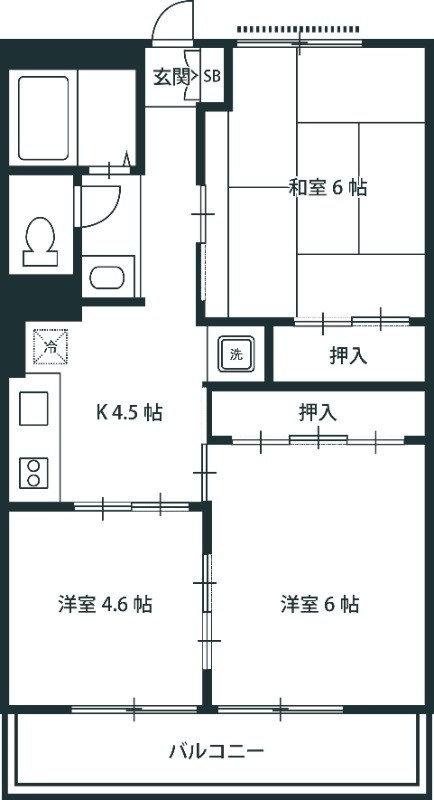 セントラルハイツいちのえ 間取り図
