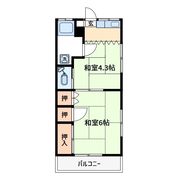 第２鈴木荘 201号室 間取り