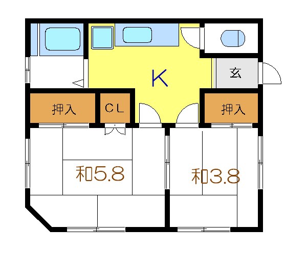 宮部荘 202号室 間取り