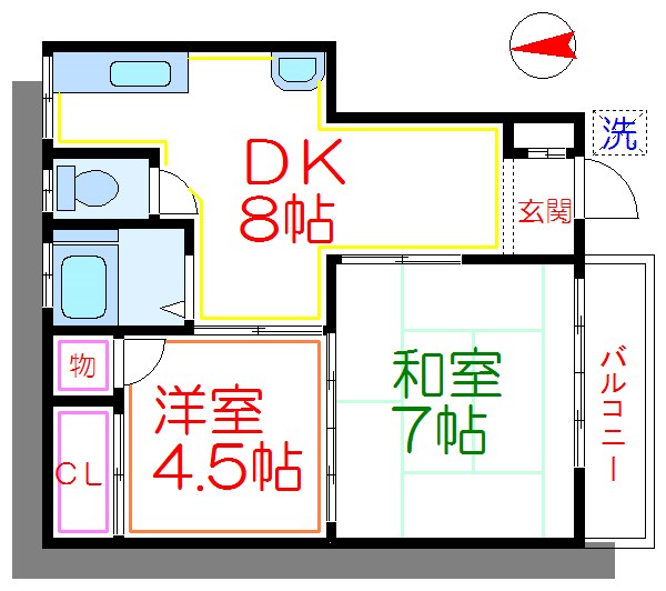 銀英ハイツ   102号室 間取り