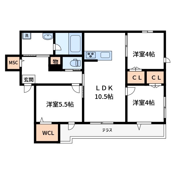 Ｋａｌａｎｃｈｏｅ 102号室 間取り