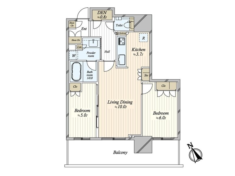 プラウドタワー小岩フロント 505号室 間取り