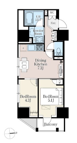 ザ・ライオンズフォーシア町屋  1402号室 間取り