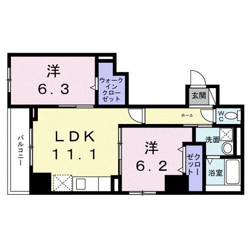 シエスタ　キー 202号室 間取り