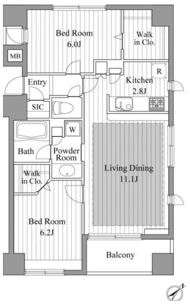 レジディア新川Ⅱ 間取り