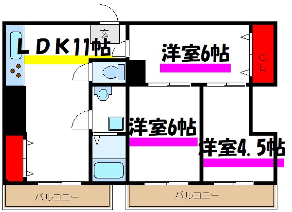 タウンハイツ亀有２号 間取り図