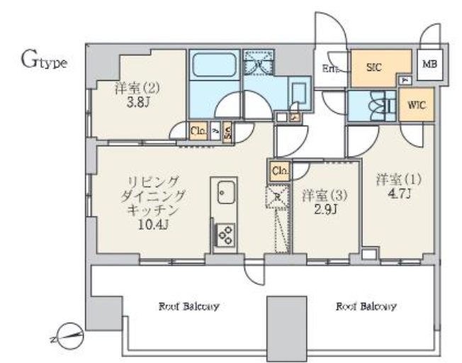 クレストコート北千住レジデンス 1101号室 間取り