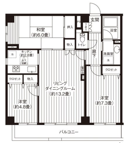 コスモプラザ行徳 102号室 間取り
